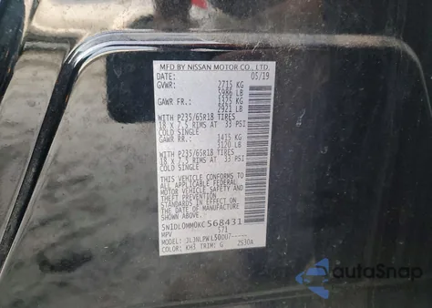 2019 Infiniti Qx60 Luxe z USA, uszkodzony, nr VIN 5N1DL0MM0KC568431